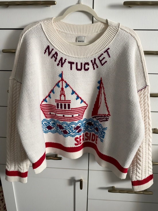 Maeve Sweaters - Maeve Anthropologie Nantucket Graphic Cable Knit Sweater M